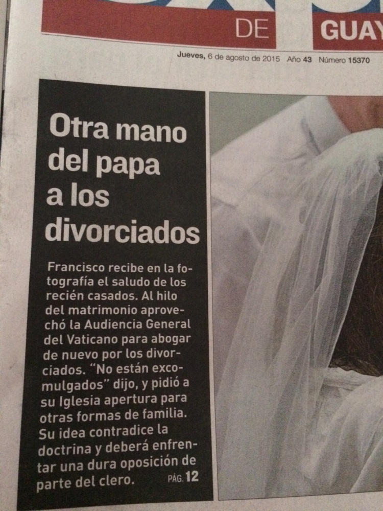 Aclaración sobre noticia de Diario Expreso, el Papa y los divorciados...